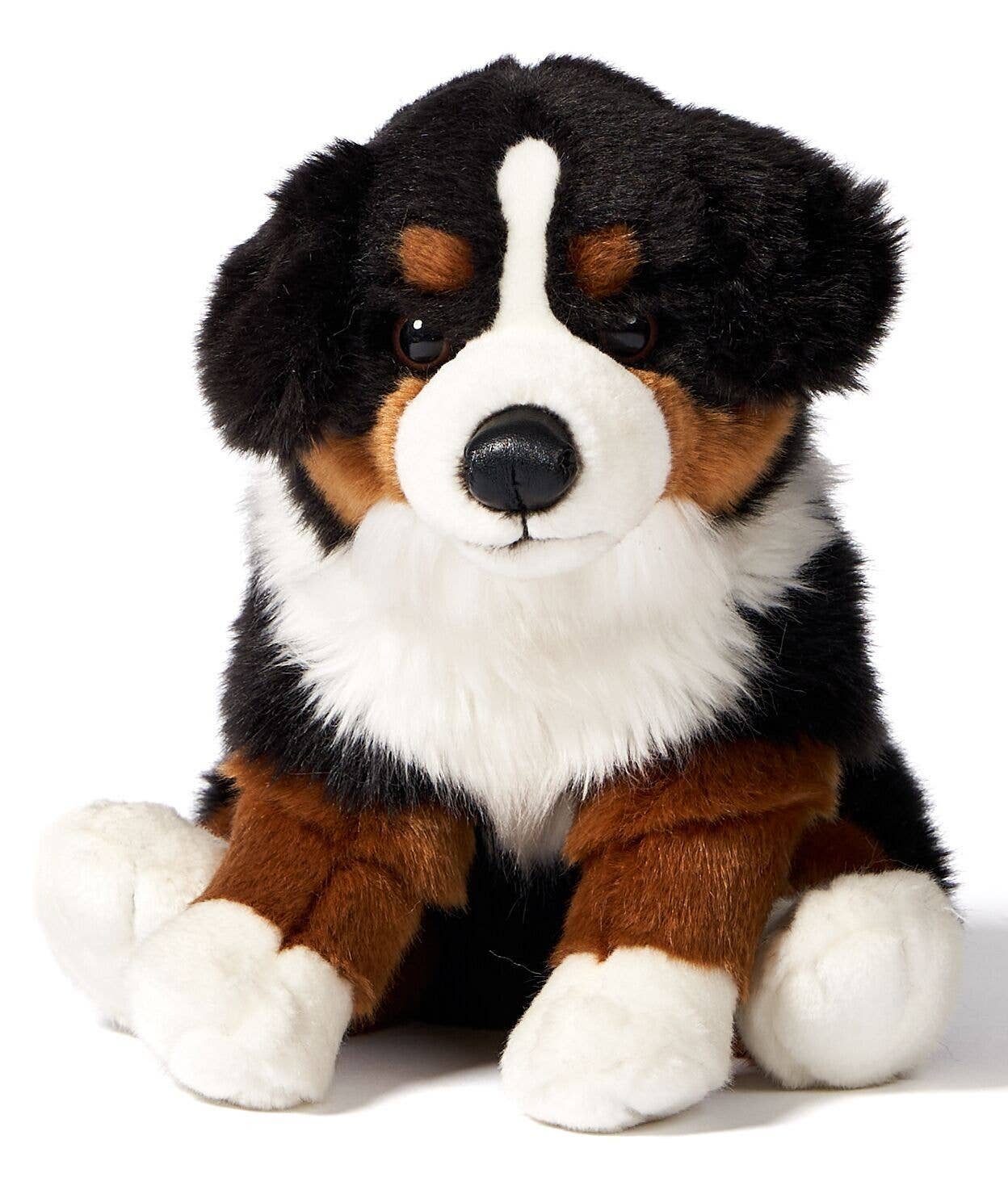 Bernese Mountain Dog plush toy, sitting