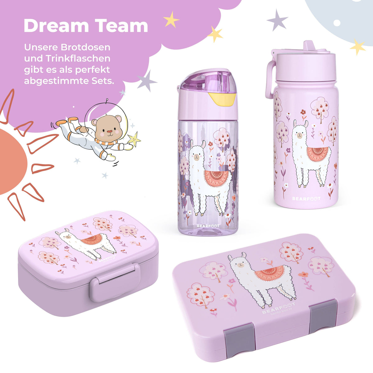 Thermo Kids Water Bottle Stainless Steel - Llama Purple