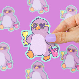 Autocollant Penguin à la Plage