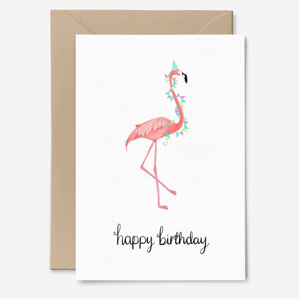 Roze Flamingo Verjaardagskaart