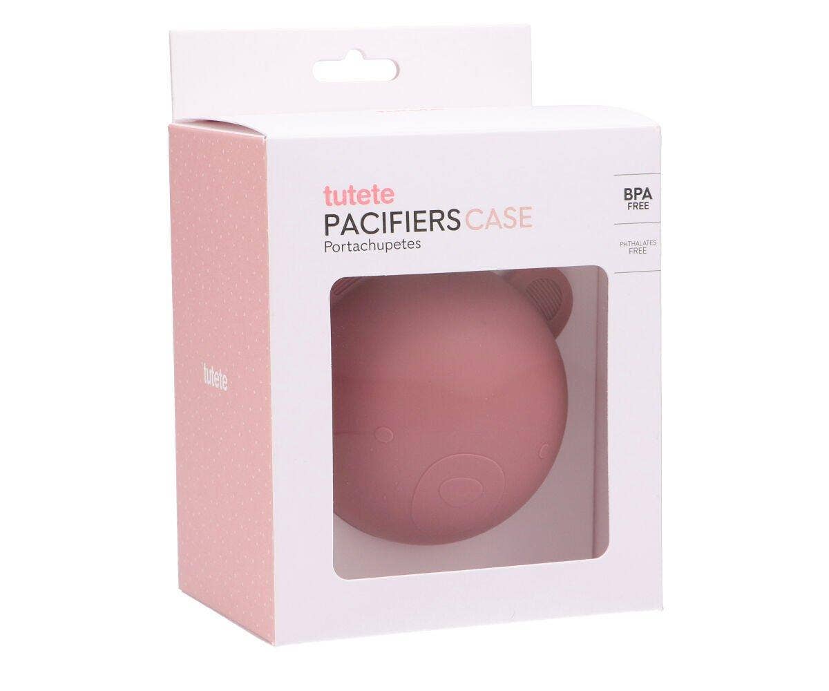 Porte-sucette en silicone Ours rose Dust