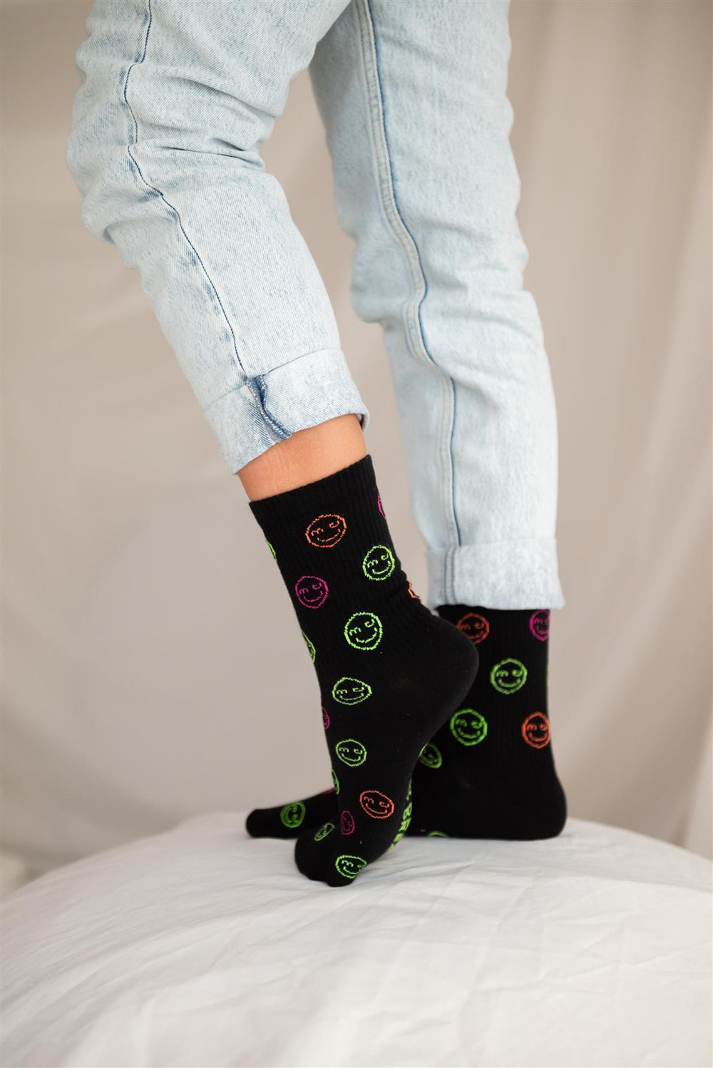 Chaussettes NEON SMILEY noir
