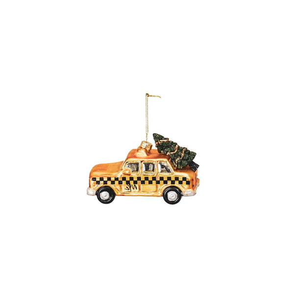 Gele taxi kerstbal
