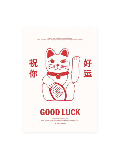 Lucky Cat Postcard | Asian Design