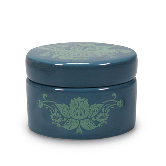 William Morris Strawberry Thief groene keramische sieradendoos