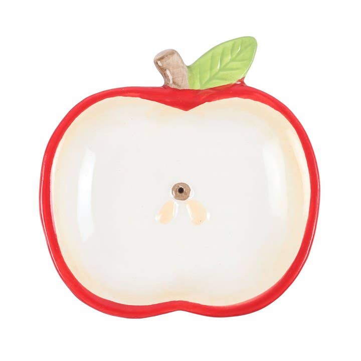 Apple-shaped ceramic incense holder