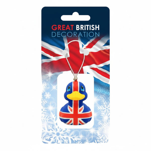 Hangende decoratie met eendje en de Britse vlag
