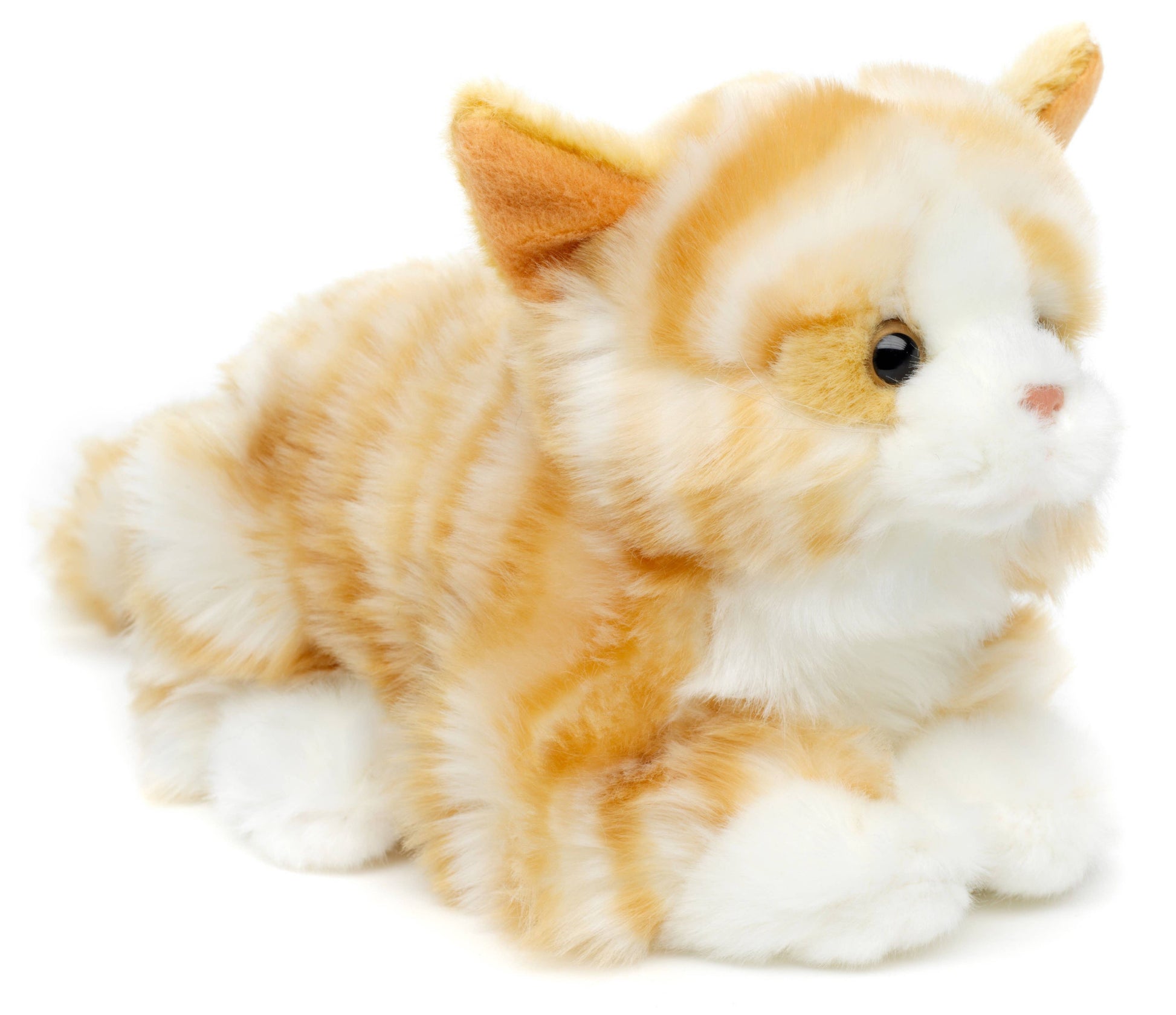 Chat avec voix, couché (brun-blanc) - peluche Uni Toys
