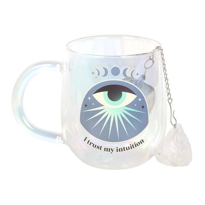 Intuition double-walled glass mug with Aura crystal tea infuser