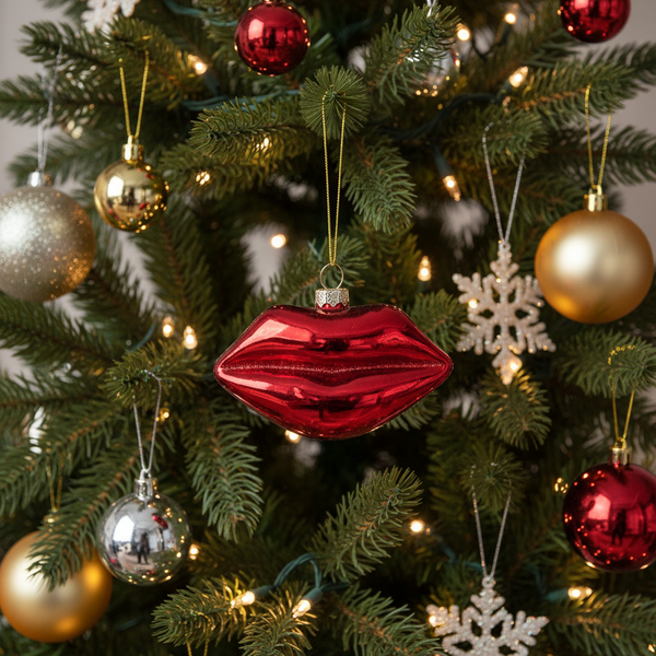 Kerstbal met rode lippen