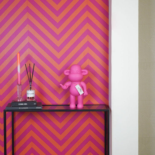 Ornement - Figurine Singe Hang Loose 'La Légende' - Polyrésine - Rose - 20,5x13,5x35cm