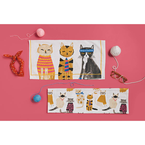 Set of 2 Feline Floursack dish towels