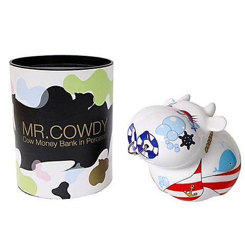 Miss Bikini Cow porcelain piggy bank