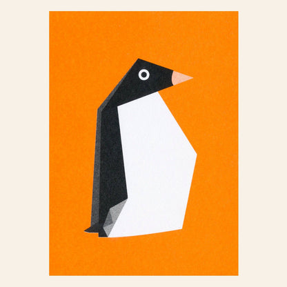 Carte Postale Pingouin Origami