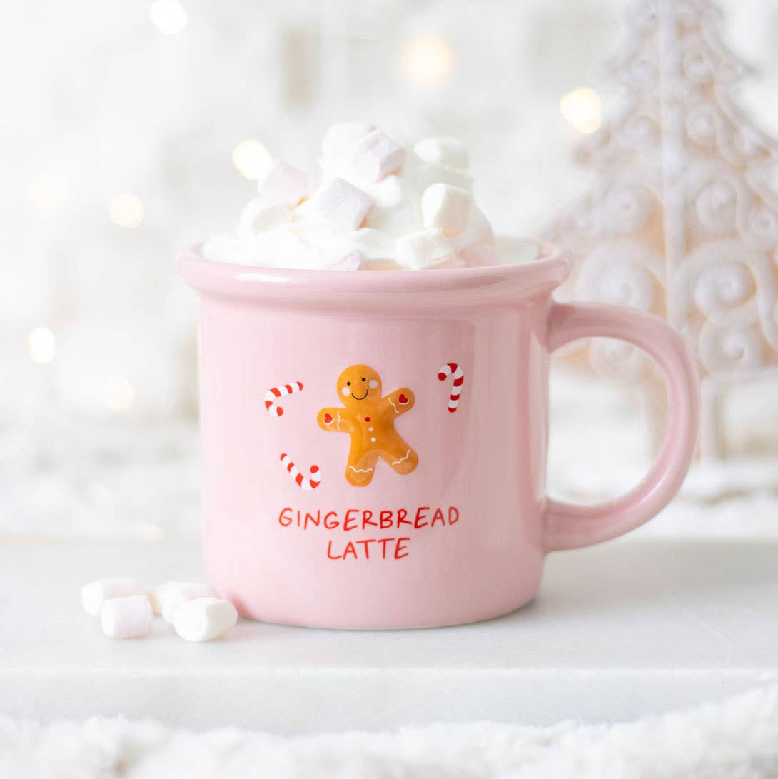 Roze peperkoek kerstmok