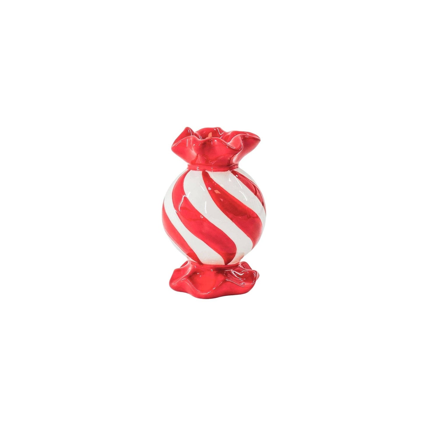 Bougeoir - Bonbon Toffee - Rouge/Blanc - 8,5x8,5x13 cm