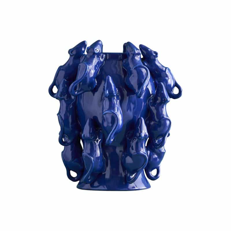 Vase M. Mäuschen, grès bleu cobalt, 23 x 23 x 26 cm