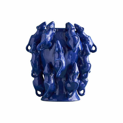 Vase M. Mäuschen, grès bleu cobalt, 23 x 23 x 26 cm