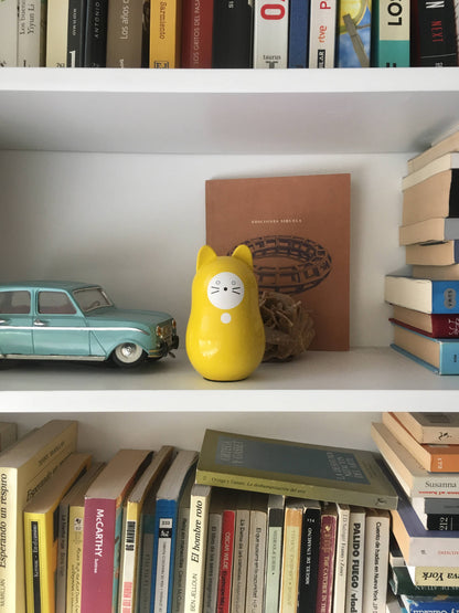 Yellow Daruma Cat "Good Fortune"