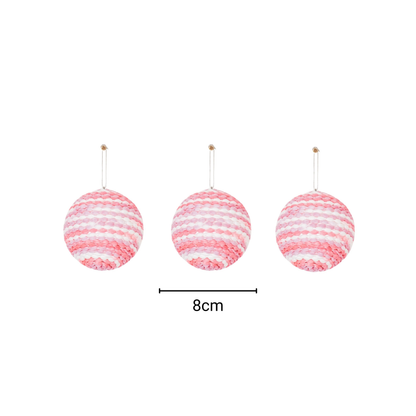 Christmas hangers, Christmas baubles, foam, neon pink, S3, 8 cm