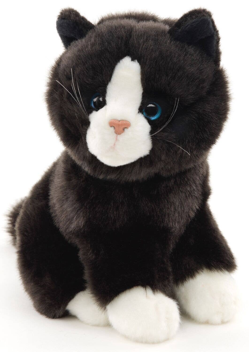 Peluche Chat Tuxedo Noir et Blanc Assis