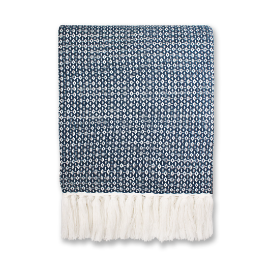 Deken (125 x 150 cm) - Ayla (Druk marineblauw)