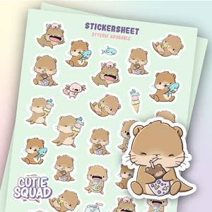 Planches d'autocollants Loutre Adorable