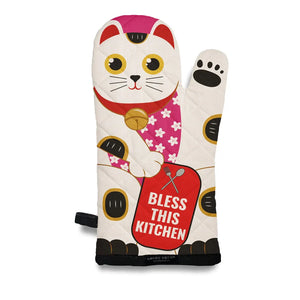 Ofenhandschuh japanische Glückskatze « Bless This Kitchen »