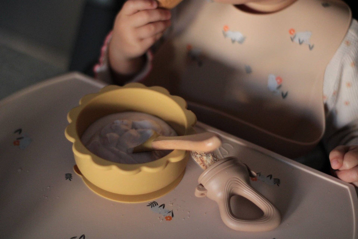 Siliconen placemat met kattenprint - Crème