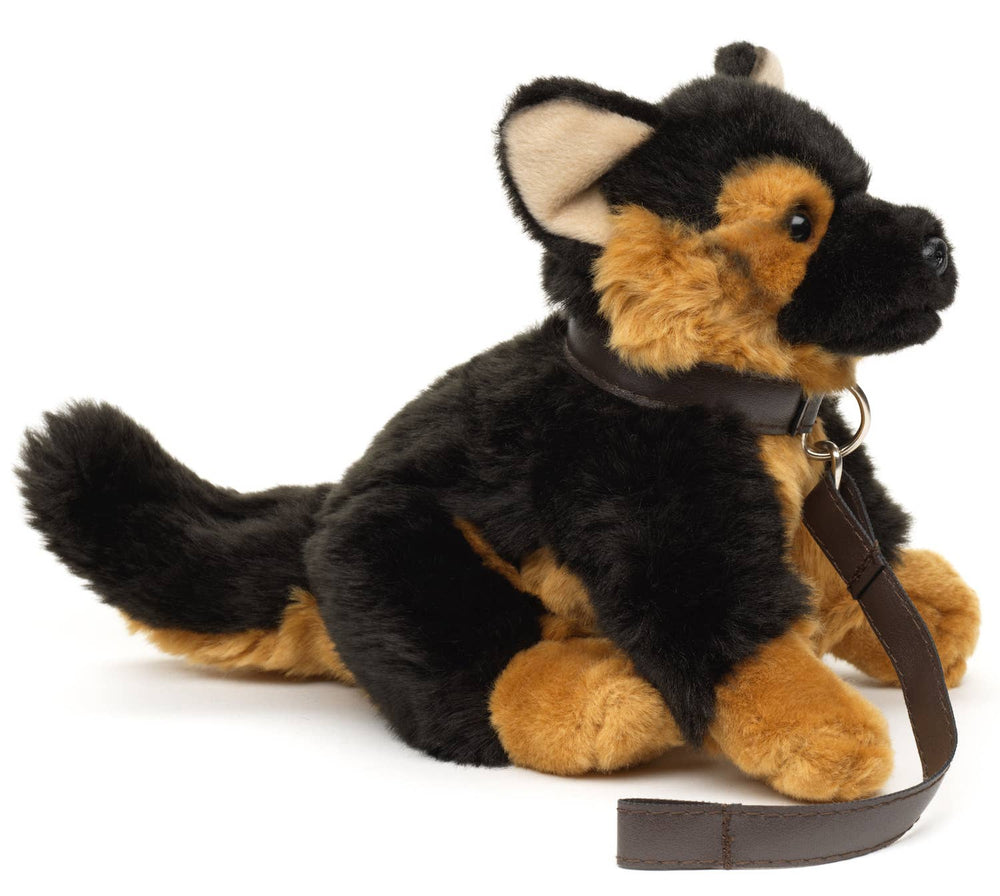 Peluche Berger Allemand (en Laisse) - Avec Voix qui Aboie (Son) - 19 cm (Hauteur)