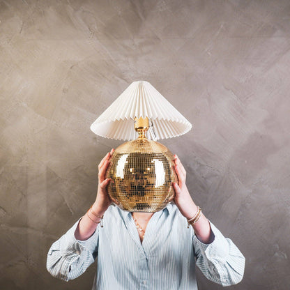 Lampe - Lampe de table Boule à facettes - Verre - Or - 20x20x20cm