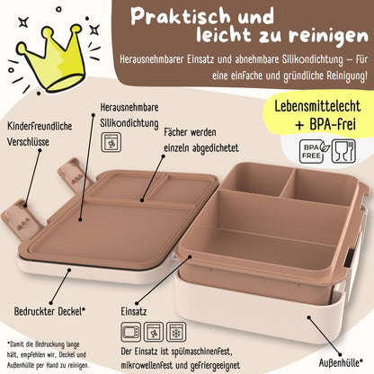 Brotdose mit Fächern, leicht & auslaufsicher - Safari braun