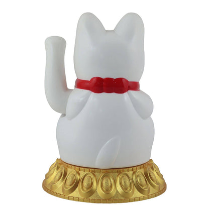 Chat chanceux solaire blanc 18cm