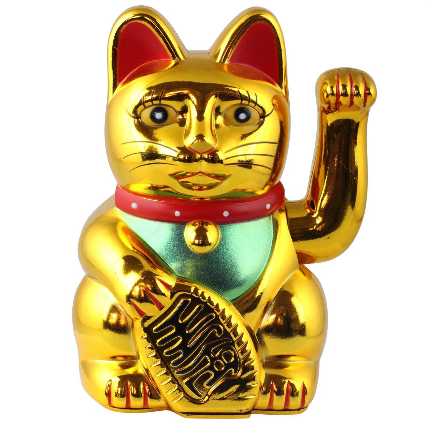 Maneki-neko gelukskat, 15 cm, goud