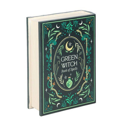 Boîte de rang ement en forme de livre de sorcière verte
