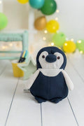 Gehaakte pinguïnrugzak – Blauw en wit