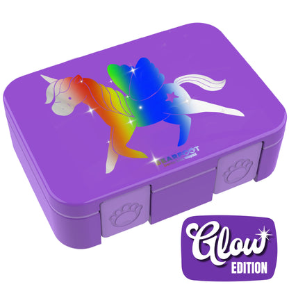 Brotdose mit Fächern, leicht & auslaufsicher - Einhorn GLOW