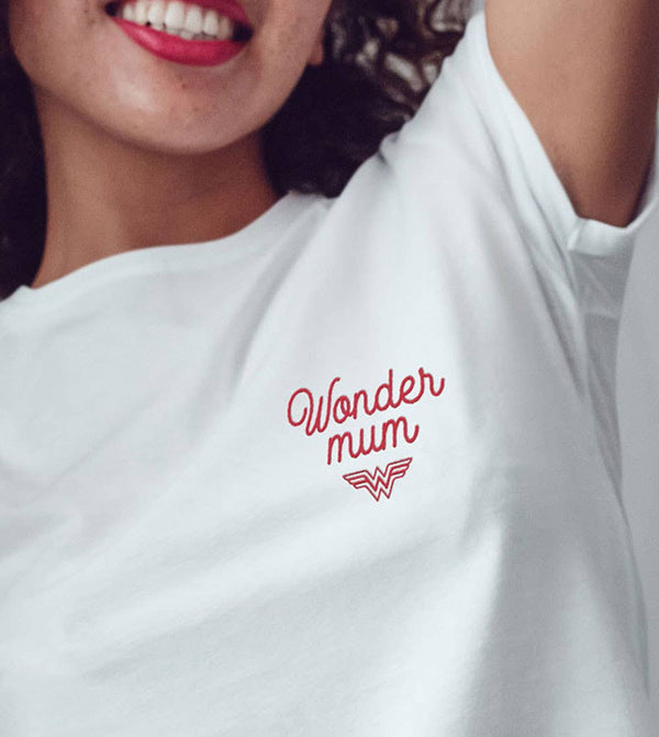 T-shirt Femme Brodé - Wonder mum - t-shirt brodé Juste un T-shirt