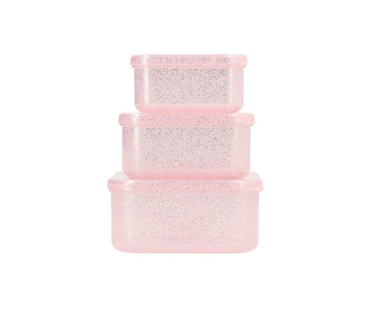 3 Pink Sparkly Sequin Lunch Boxes