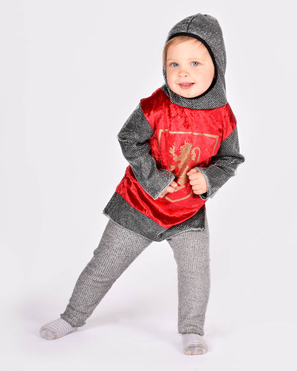 Tunique Chevalier rouge avec capuche 98-104 cm 2-4 ans