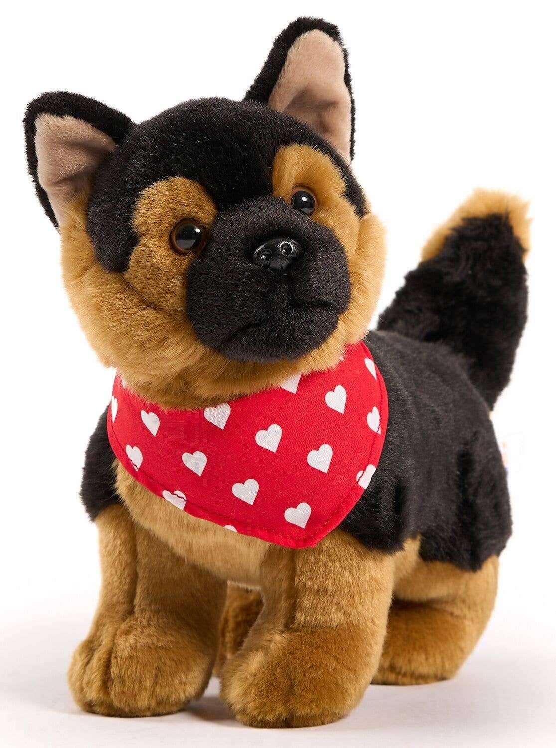 Peluche Berger Allemand avec Écharpe Cœur – 26 cm