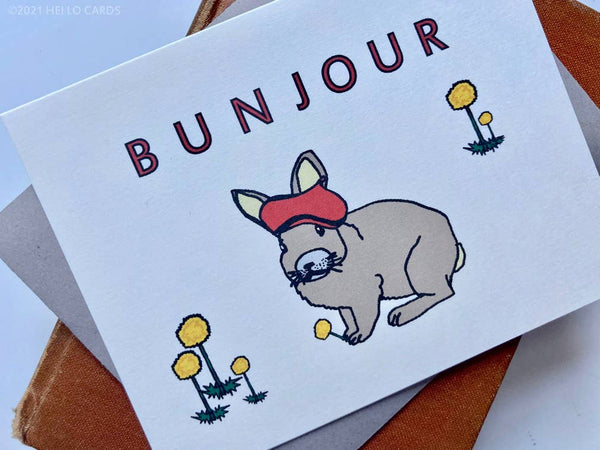 Konijnenwenskaart "Bunjour"