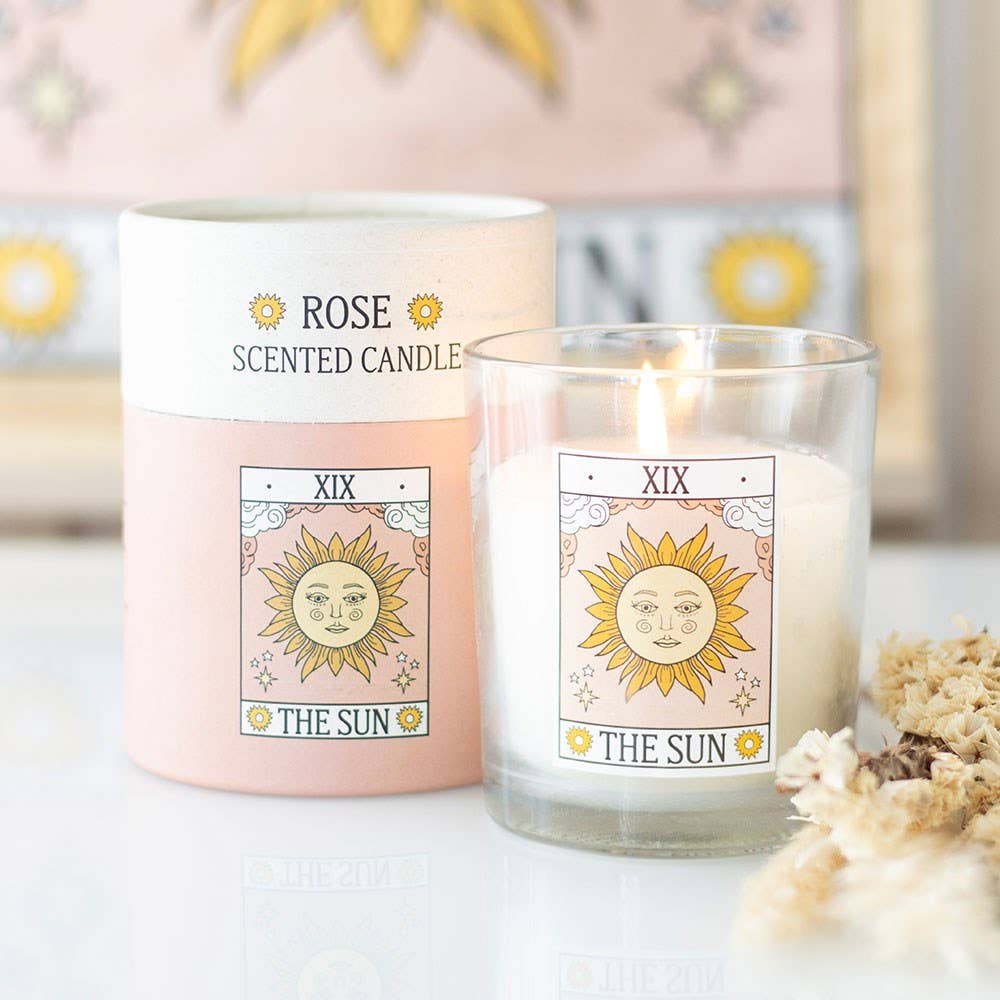 Rose Candle Vintage Tarot Card Sun