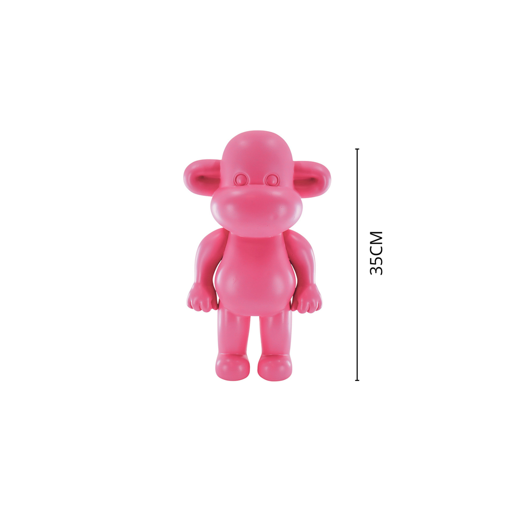 Ornement - Figurine Singe 'La Légende' - Résine de poly - Rose - 20,5x13,5x35cm