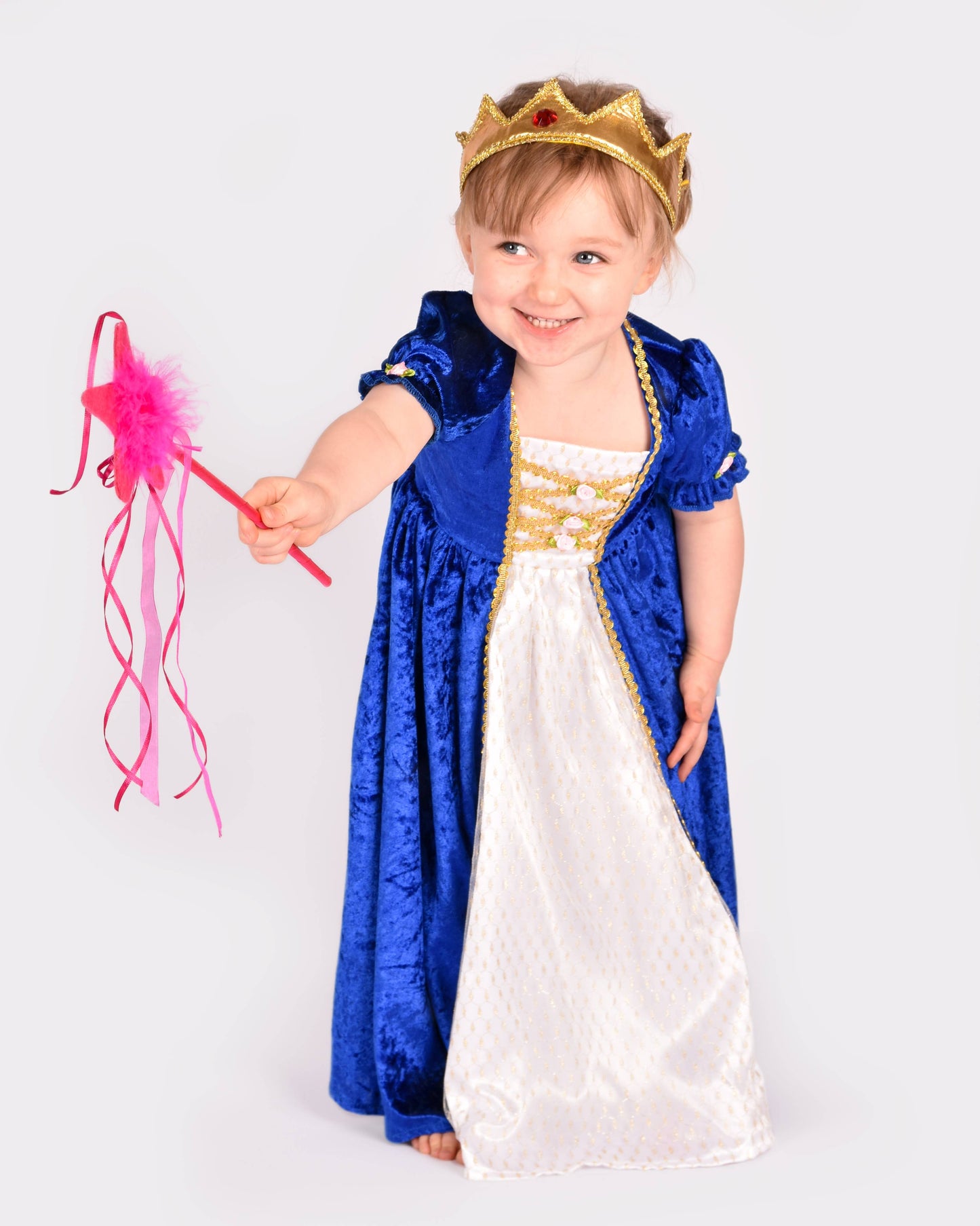 Robe de princesse bleue en velours 110-116 cl 4-6 ans