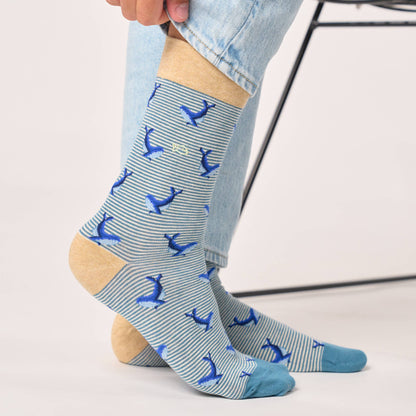 Chaussettes en coton peigné animaux - Baleine