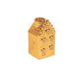 Bougeoir - Maison - Céramique - Doré - 6x6x11cm