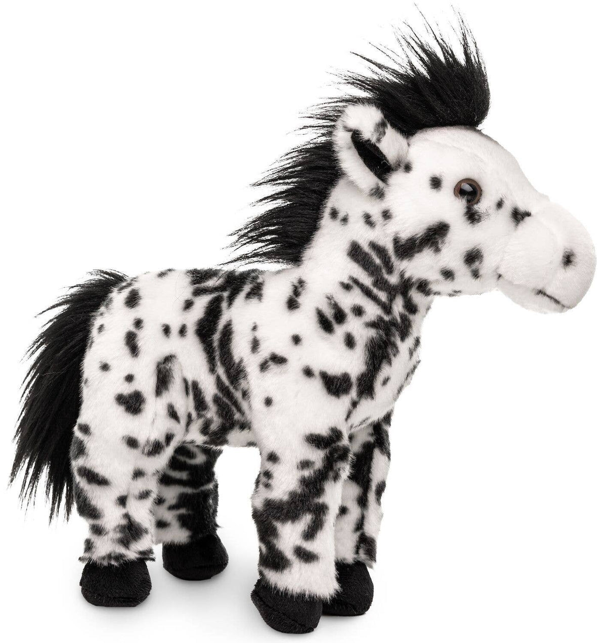 Peluche cheval à pois noirs debout