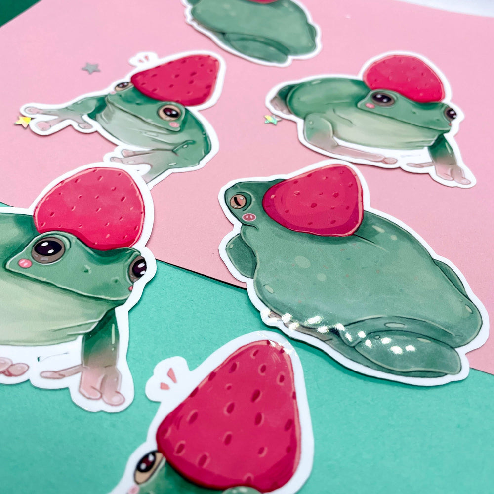 Stickerpakket met aardbei en kikker