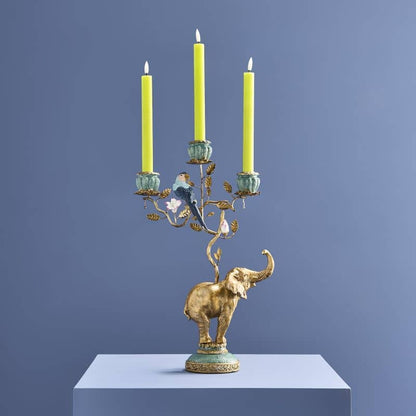 Gouden olifantenkroonluchter, poly/metaal, 28 x 11 x 46,5 cm